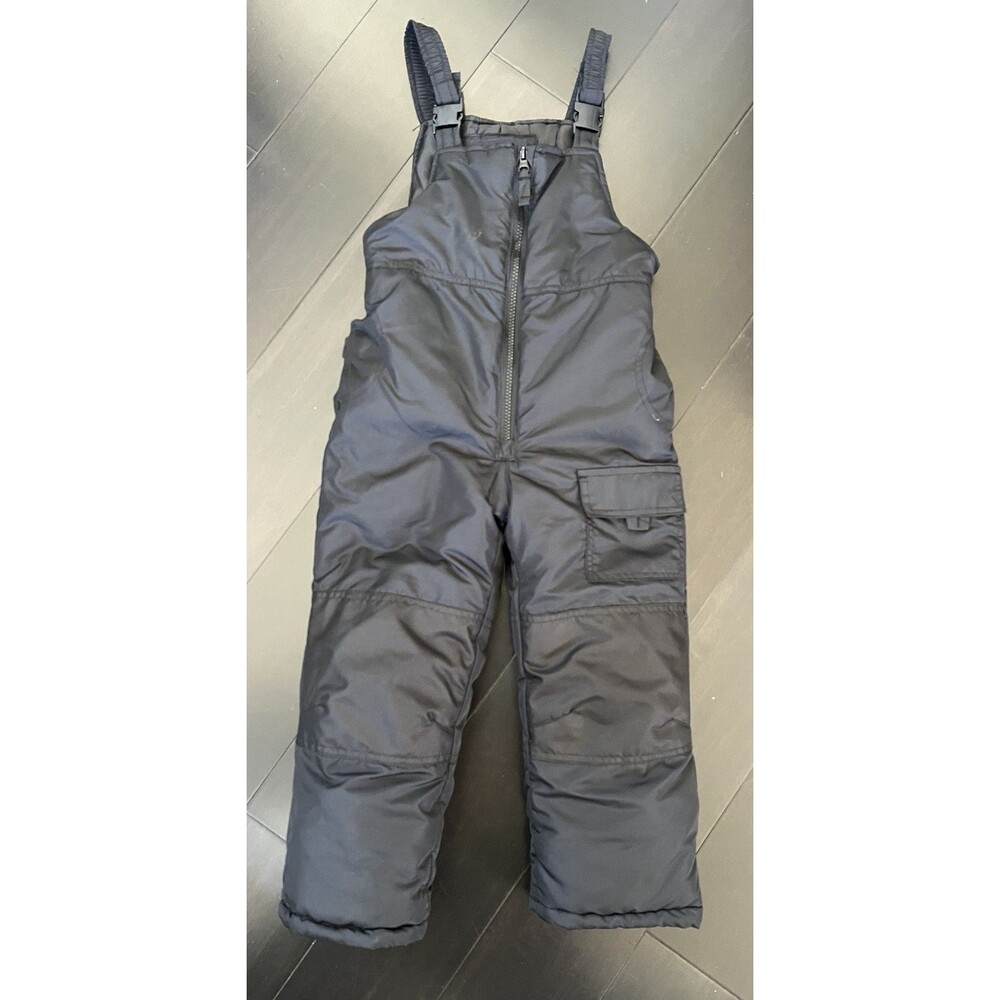 London Fog Kids Snow Bibs Size M 5-6 Black Insulated Ski Pants Overalls
